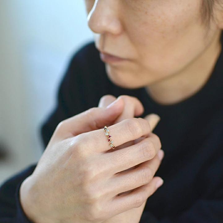 umu -アム- FINE JEWELRY STUIDIOレッドスピネル ダイヤモンド リング 「stellato」rg1025_i2.jpg
