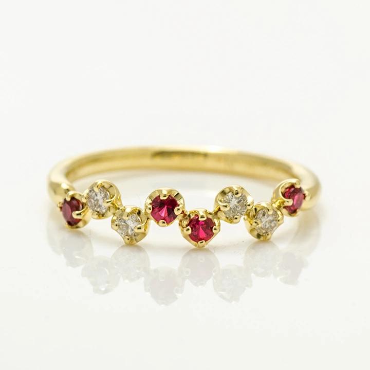 K18 レッドスピネル ダイヤモンド リング 「stellato」[商品番号