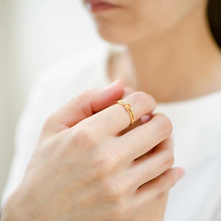 umu -アム- FINE JEWELRY STUIDIOK18 マンダリンガーネット ダイヤモンド リング 「cresta」rg1051_i2.jpg