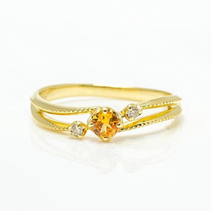 umu -アム- FINE JEWELRY STUIDIOK18 マンダリンガーネット ダイヤモンド リング 「cresta」rg1051_m.jpg