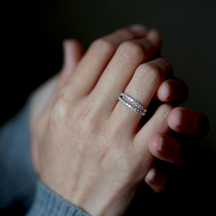 PT950 ハード ダイヤモンド 0.15ct カーブ エタニティ リング[商品番号