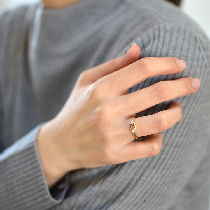 K18/PT900 インペリアルトパーズ ダイヤモンド リング 「classica