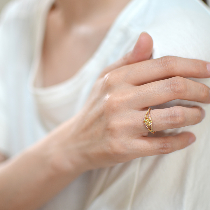 umu -アム- FINE JEWELRY STUIDIOK10 イエローサファイア ダイヤモンド リング 「bouquet」rg1219_i3.jpg