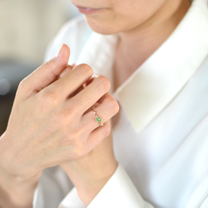 umu -アム- FINE JEWELRY STUIDIOグリーンガーネット ダイヤモンド フラワー リングrg1229_i2.jpg