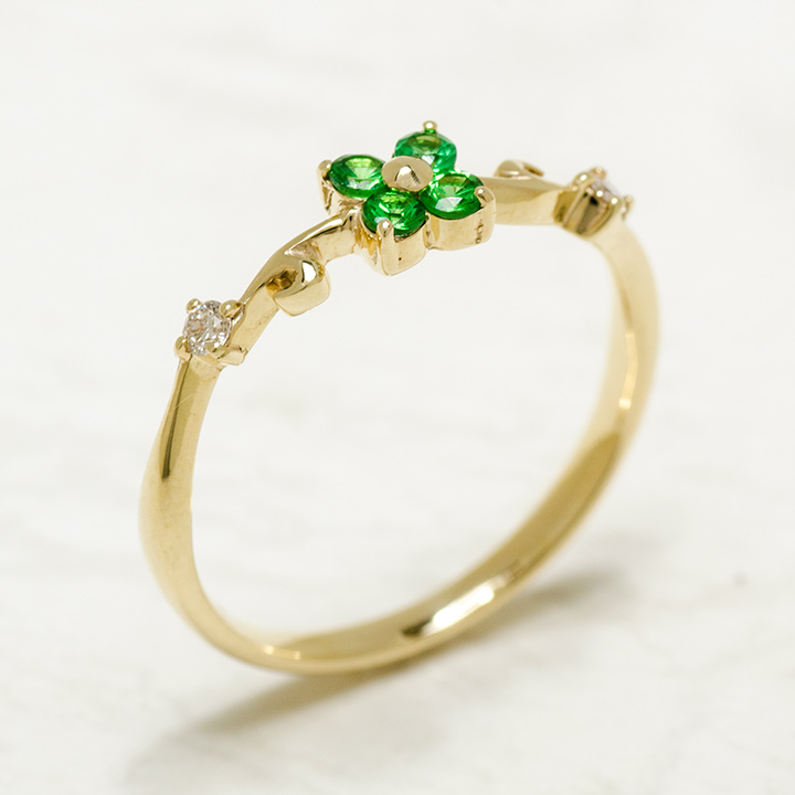 umu -アム- FINE JEWELRY STUIDIOグリーンガーネット ダイヤモンド フラワー リングrg1229_kanban2.jpg