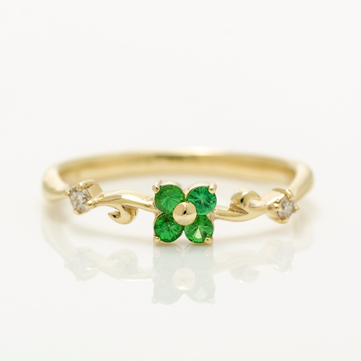 umu -アム- FINE JEWELRY STUIDIOグリーンガーネット ダイヤモンド フラワー リングrg1229_m.jpg