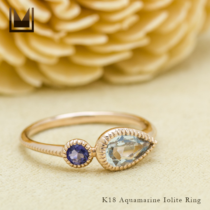 umu -アム- FINE JEWELRY STUIDIOK18 アクアマリン アイオライト リング 「pianto」rg1261_1.jpg