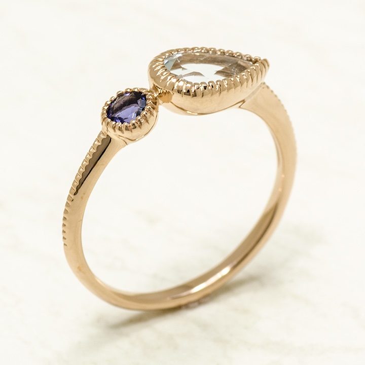 umu -アム- FINE JEWELRY STUIDIOK18 アクアマリン アイオライト リング 「pianto」rg1261_kanban2.jpg
