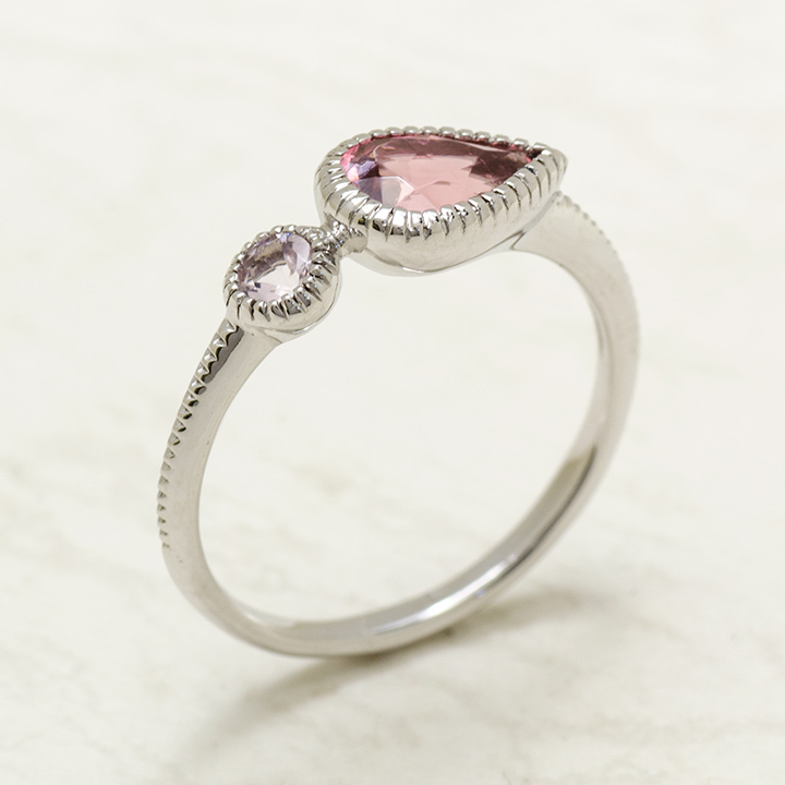 umu -アム- FINE JEWELRY STUIDIOK18 ピンクトルマリン モルガナイト リング 「pianto」rg1262_kanban2.jpg