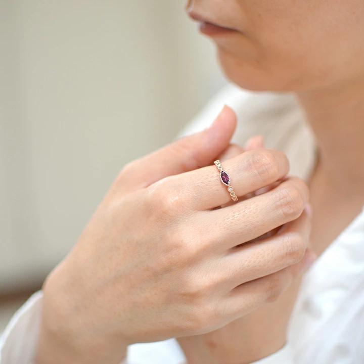 umu -アム- FINE JEWELRY STUIDIOK10 マーキス ロードライトガーネット ダイヤモンド リングrg1283_i2.jpg