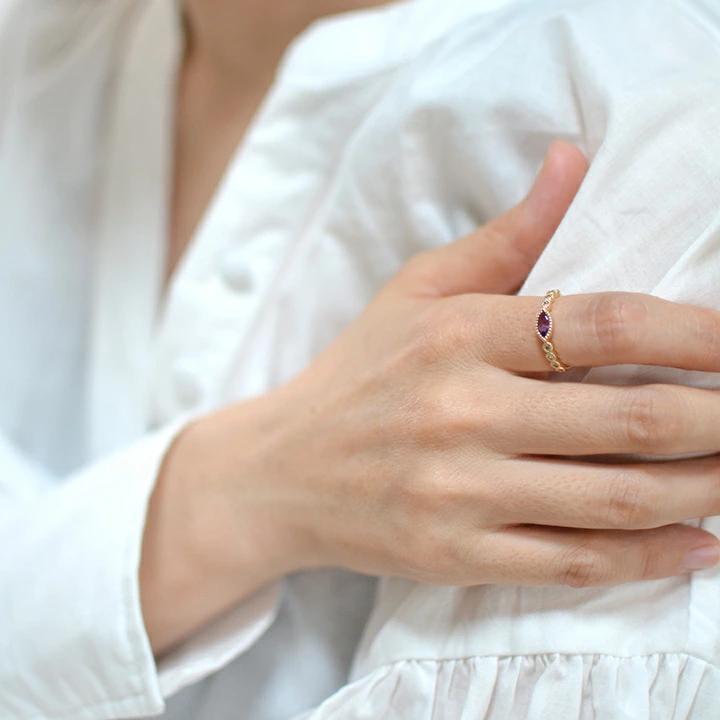 umu -アム- FINE JEWELRY STUIDIOK10 マーキス アメシスト ダイヤモンド リングrg1284_i3.jpg