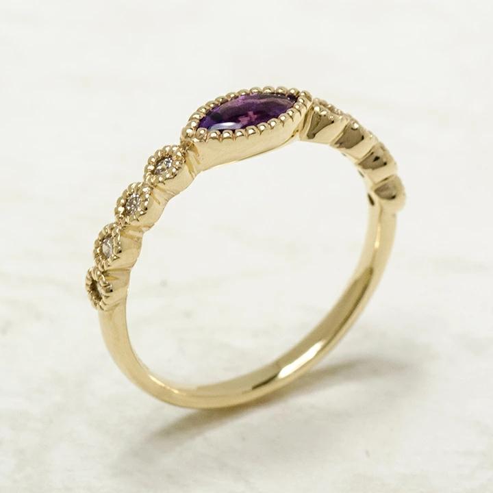 umu -アム- FINE JEWELRY STUIDIOK10 マーキス アメシスト ダイヤモンド リングrg1284_kanban2.jpg