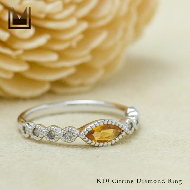 umu -アム- FINE JEWELRY STUIDIOマーキス シトリン ダイヤモンド リングrg1285_1.jpg