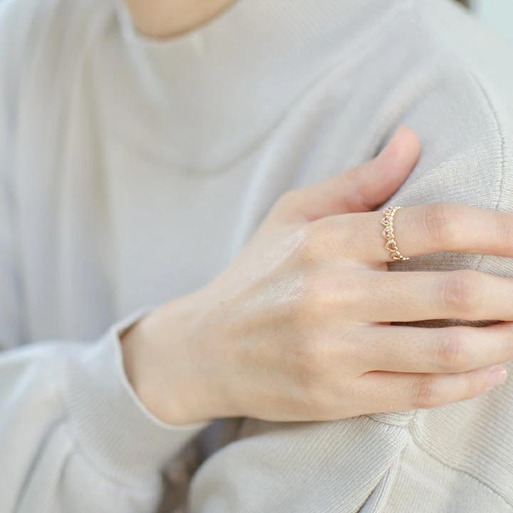 umu -アム- FINE JEWELRY STUIDIOピンクトルマリン ハート リングrg1295_i3.jpg