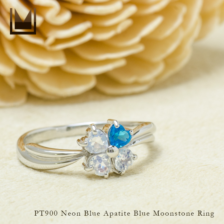 umu -アム- FINE JEWELRY STUIDIOPT900 ネオンブルーアパタイト ブルームーンストーン リングrg1297_1.jpg
