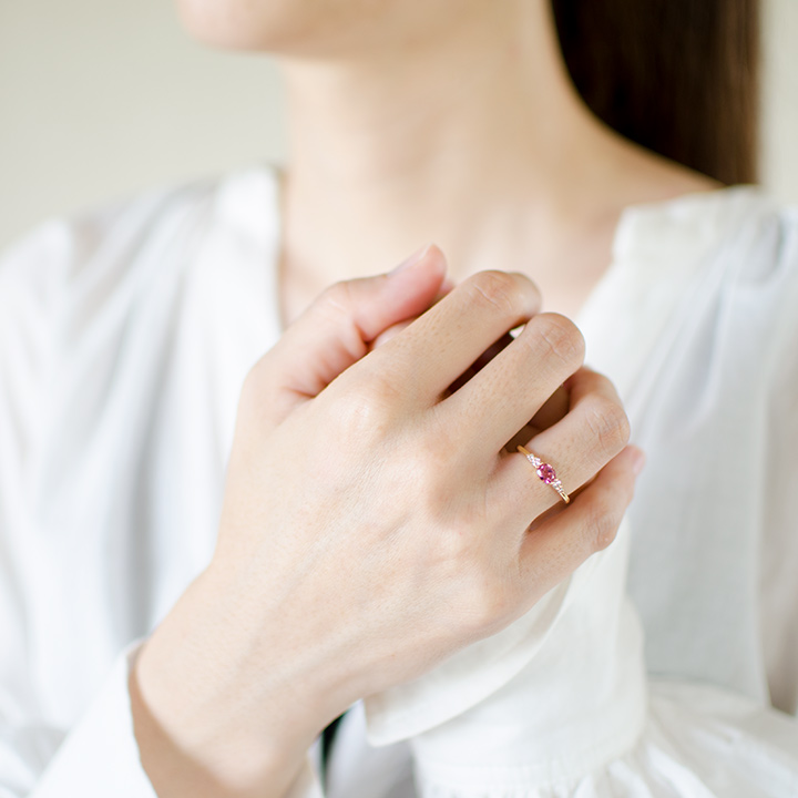 umu -アム- FINE JEWELRY STUIDIOピンクトルマリン ダイヤモンド フラワー リングrg1360_i2.jpg