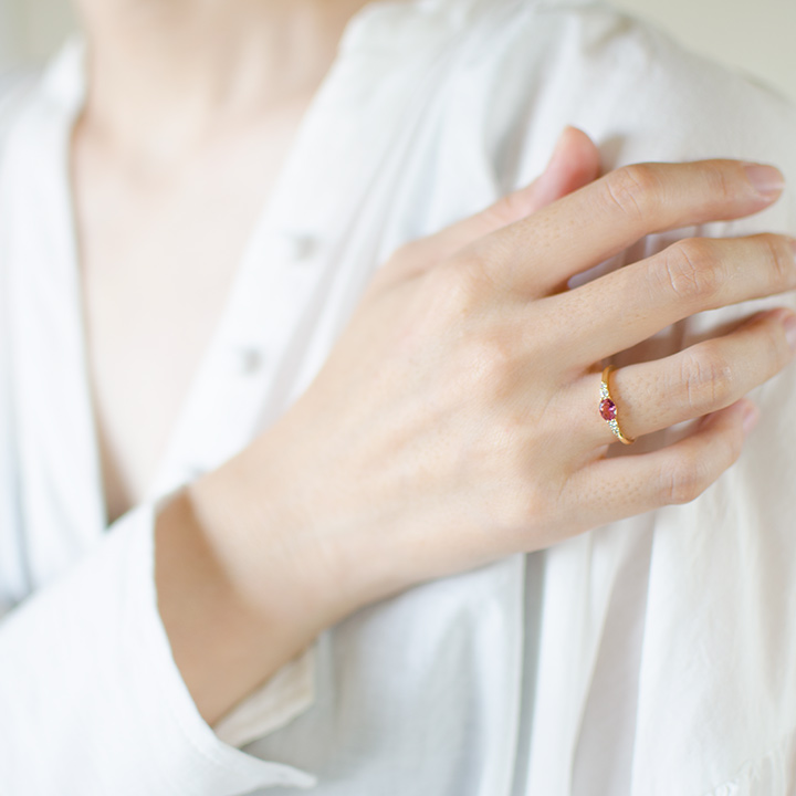 umu -アム- FINE JEWELRY STUIDIOピンクトルマリン ダイヤモンド フラワー リングrg1360_i3.jpg