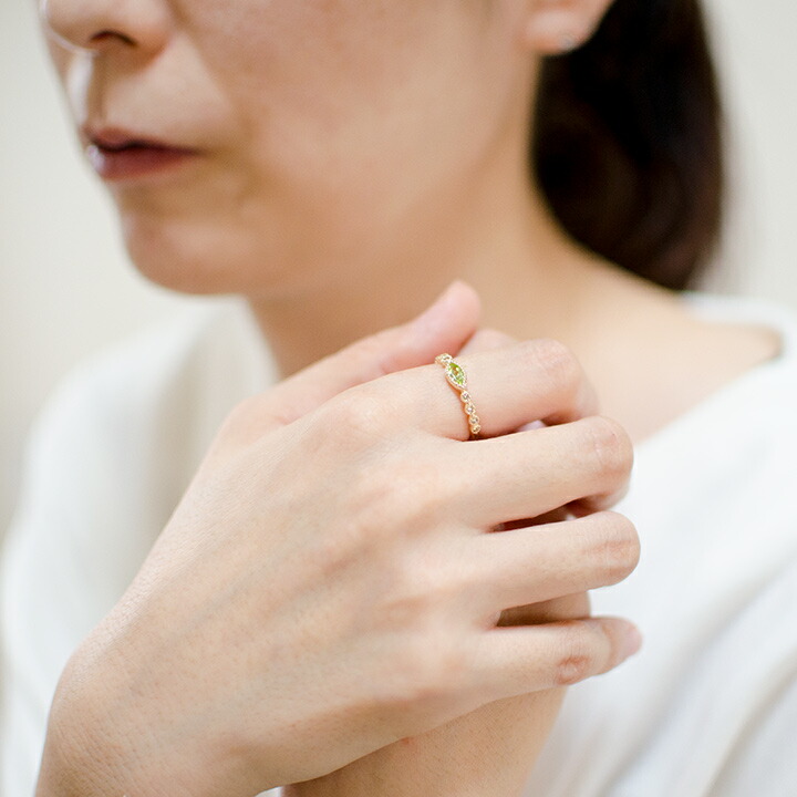 umu -アム- FINE JEWELRY STUIDIOマーキス ペリドット ダイヤモンド リングrg1402_i2.jpg