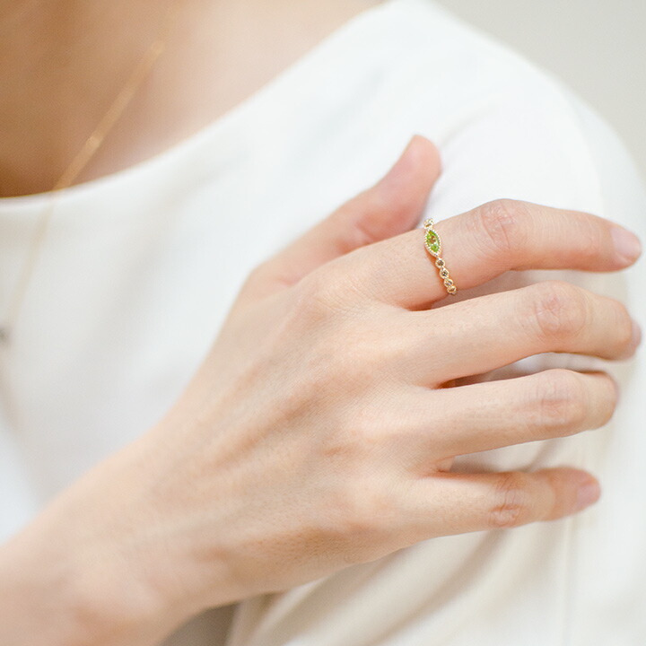 umu -アム- FINE JEWELRY STUIDIOマーキス ペリドット ダイヤモンド リングrg1402_i3.jpg