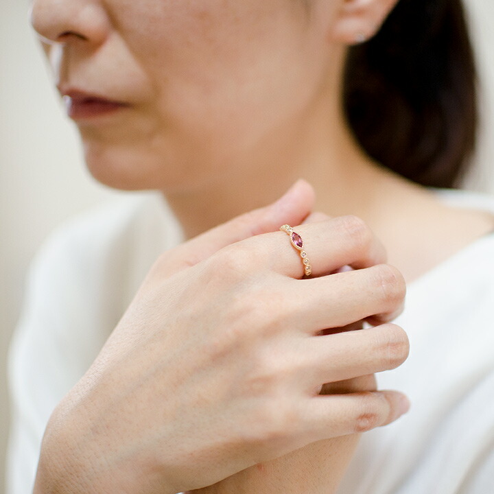 umu -アム- FINE JEWELRY STUIDIOマーキス ピンクトルマリン ダイヤモンド リングrg1403_i2.jpg