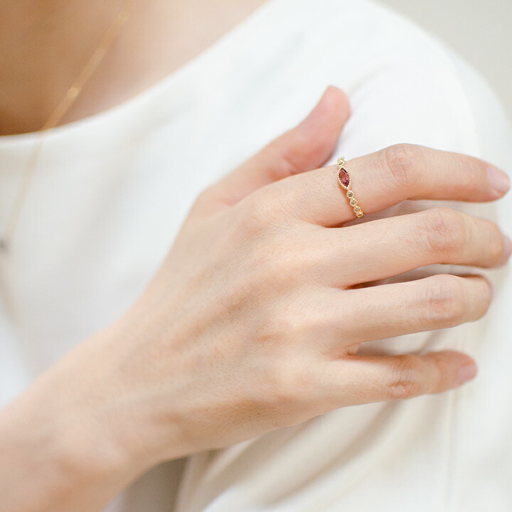 umu -アム- FINE JEWELRY STUIDIOマーキス ピンクトルマリン ダイヤモンド リングrg1403_i3.jpg