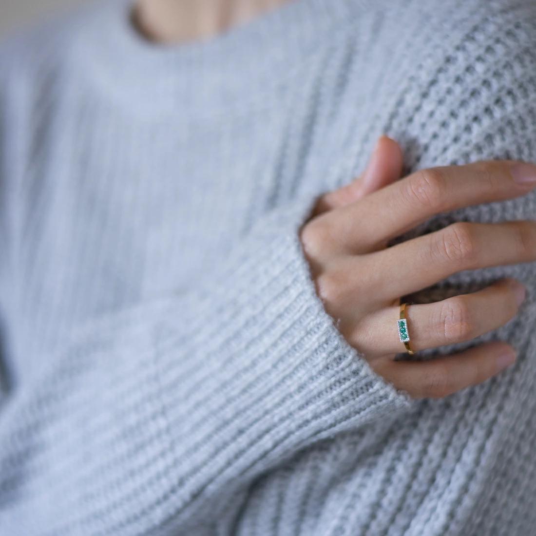 umu -アム- FINE JEWELRY STUIDIOK10/PT900 エメラルド コンビネーション リング 「noel」rg1469_i3.jpg