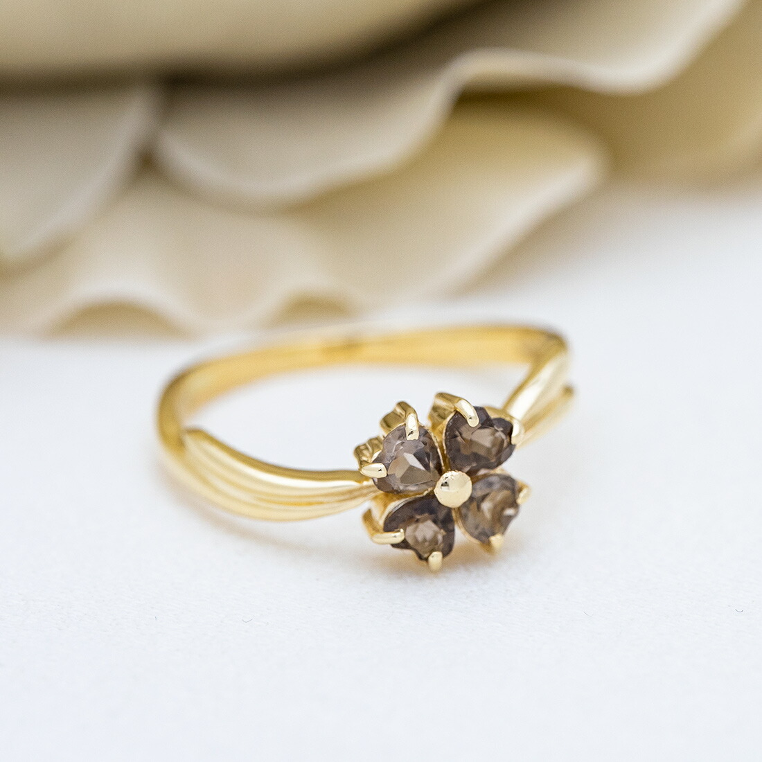 umu -アム- FINE JEWELRY STUIDIOスモーキークォーツ クローバーモチーフ リングrg1470_1.jpg