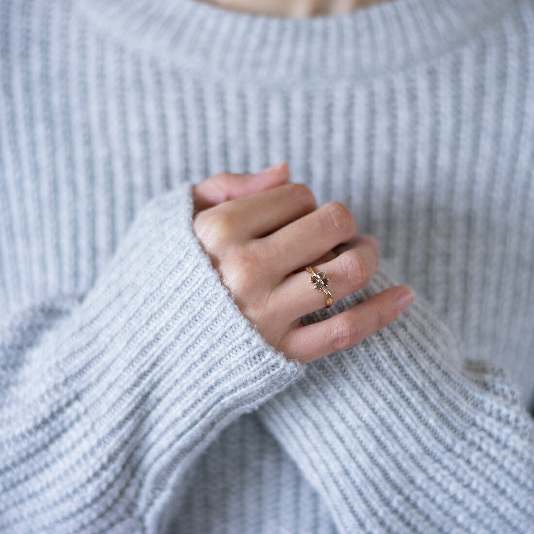 umu -アム- FINE JEWELRY STUIDIOスモーキークォーツ クローバーモチーフ リングrg1470_i2.jpg