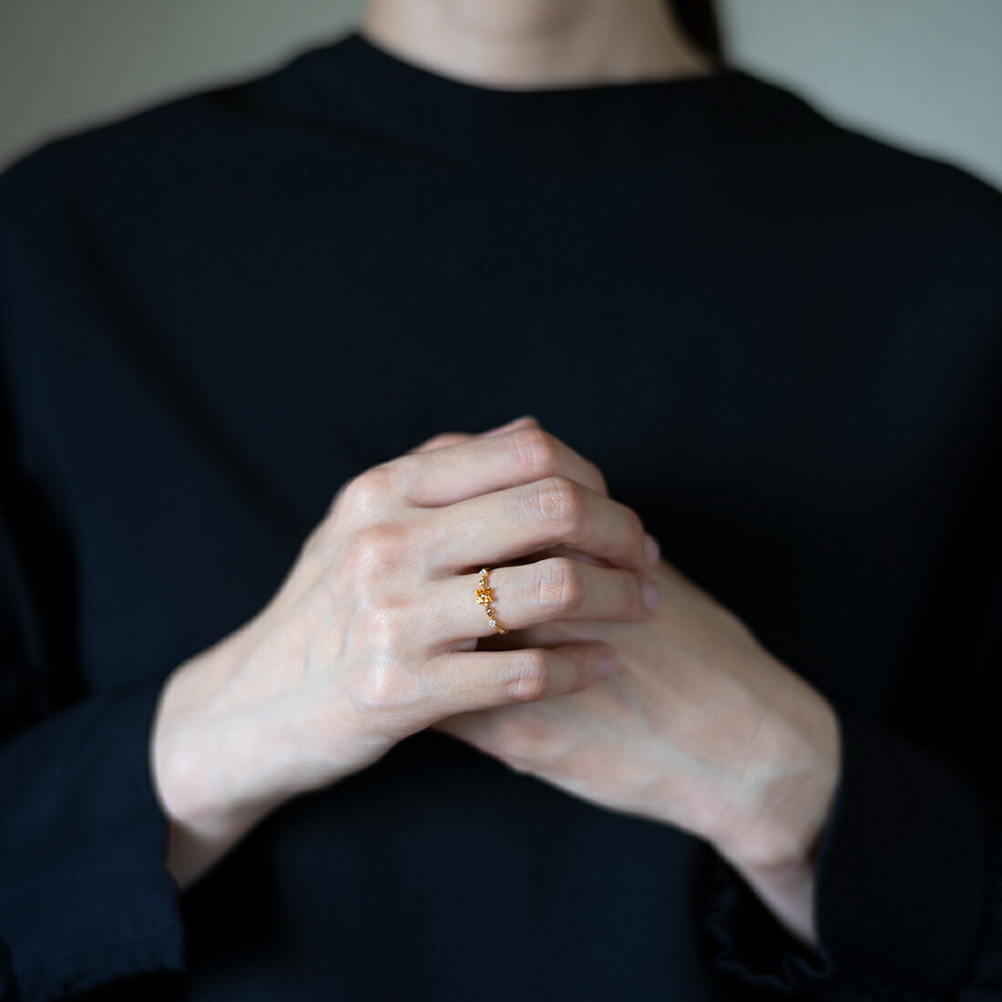 umu -アム- FINE JEWELRY STUIDIOシトリン ダイヤモンド フラワーモチーフ リングrg1504_i2.jpg