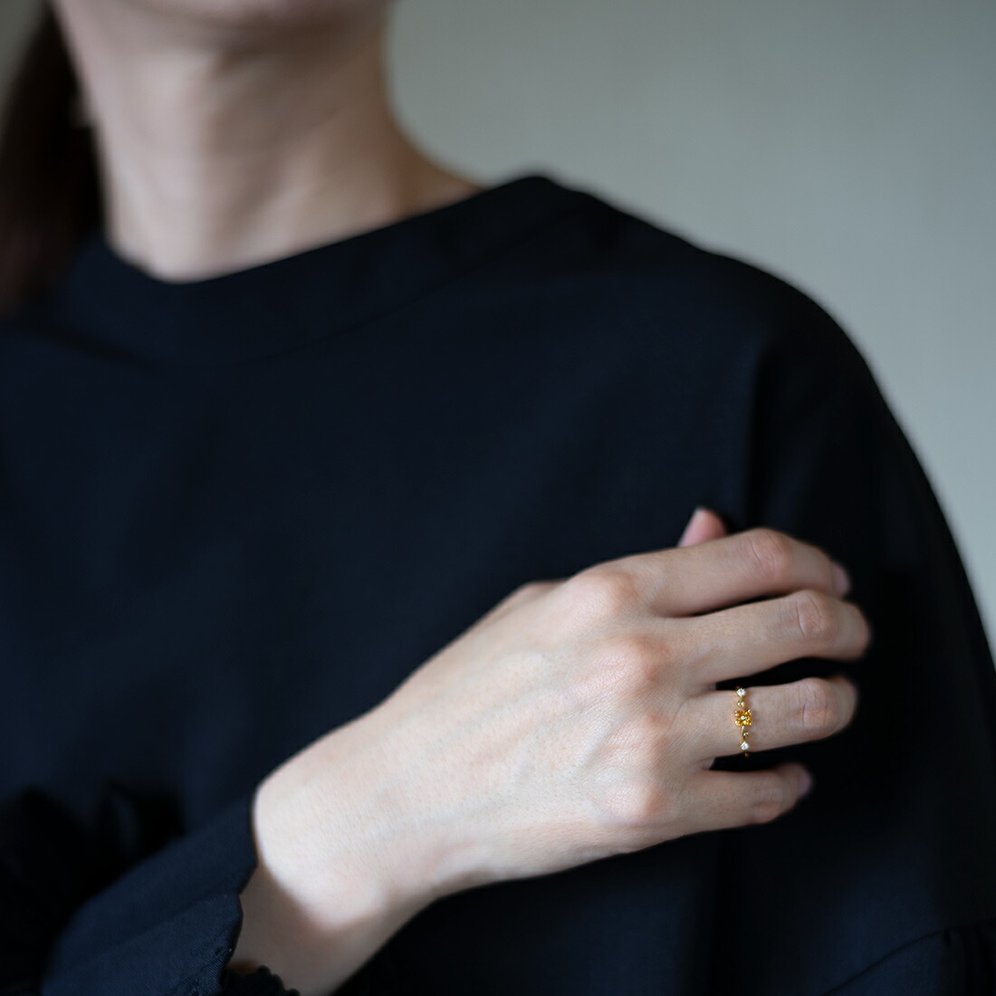 umu -アム- FINE JEWELRY STUIDIOシトリン ダイヤモンド フラワーモチーフ リングrg1504_i3.jpg