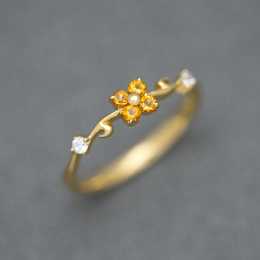 umu -アム- FINE JEWELRY STUIDIOシトリン ダイヤモンド フラワーモチーフ リングrg1504_kanban2.jpg