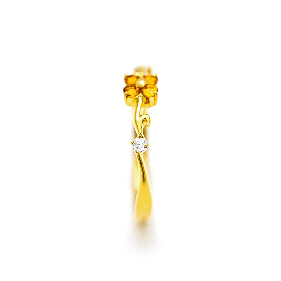 umu -アム- FINE JEWELRY STUIDIOシトリン ダイヤモンド フラワーモチーフ リングrg1504_y.jpg