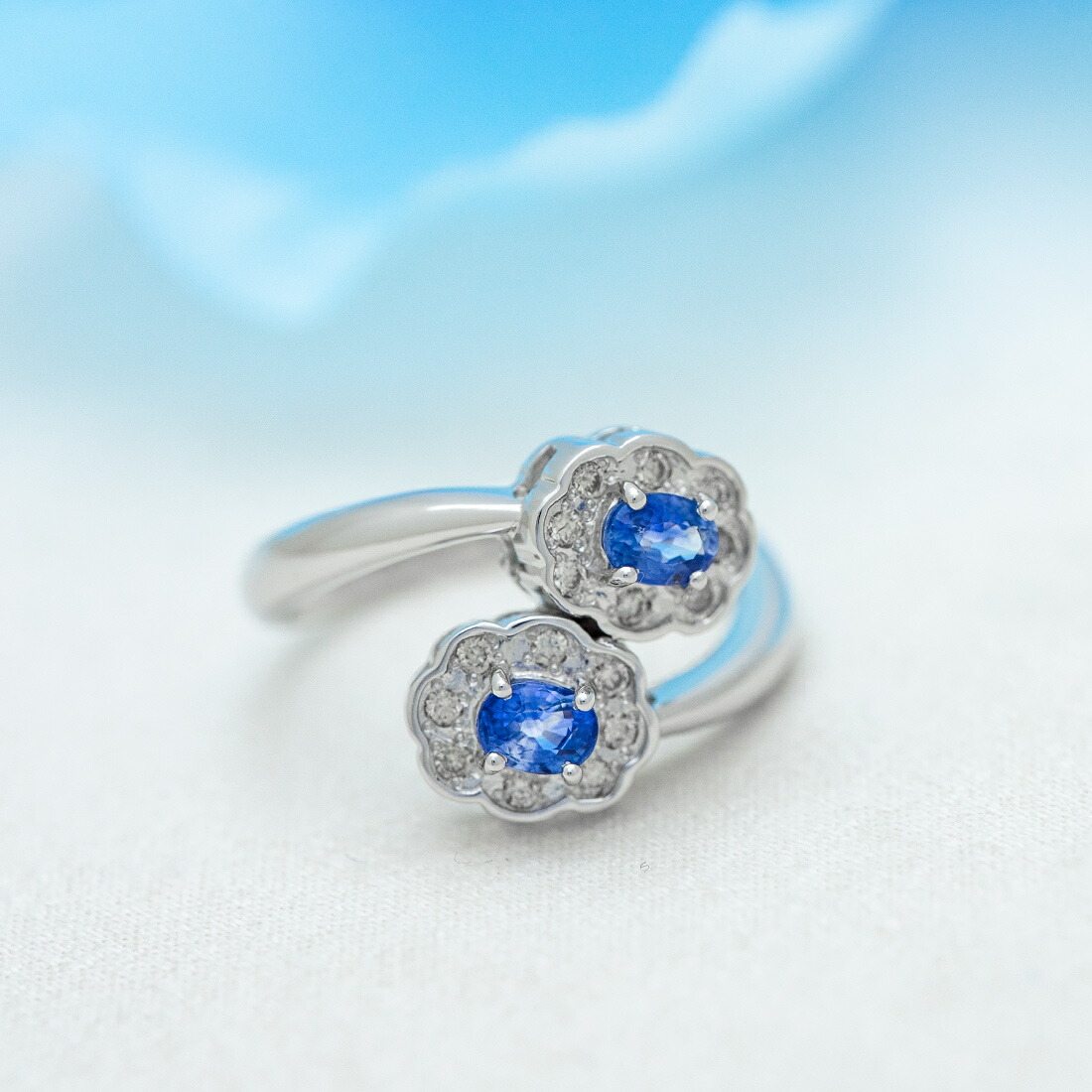 umu -アム- FINE JEWELRY STUIDIOブルーサファイア ダイヤモンド フラワーモチーフ リングrg1514_1.jpg