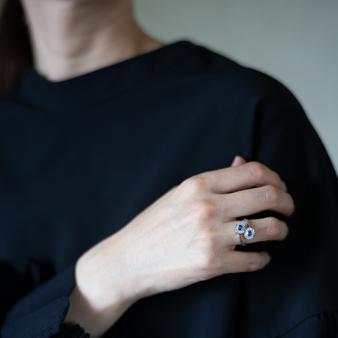 umu -アム- FINE JEWELRY STUIDIOブルーサファイア ダイヤモンド フラワーモチーフ リングrg1514_i3.jpg
